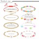 8Pcs Beaded Stretch Y2K Bracelets For Women Handmade Lobster Clasp Beaded Bracelets Pearl Flower Rainbow Elastic Adjustment Bracelet Beach Summer VSCO Bracelet Set